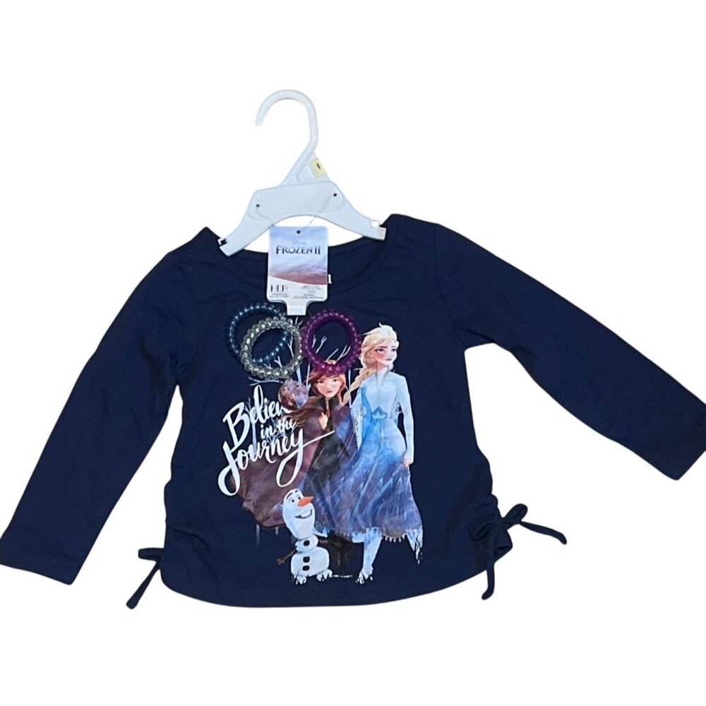 Disney Frozen II Toddler Long Sleeve Top With Hair Ponies - Believe In The Journ